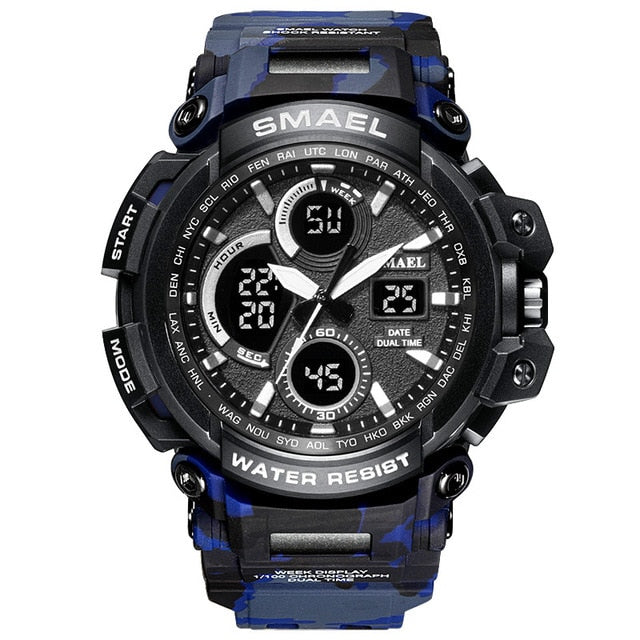 SMAEL Men Sports Watches Dual Display Analog Digital LED Electronic Quartz Watch