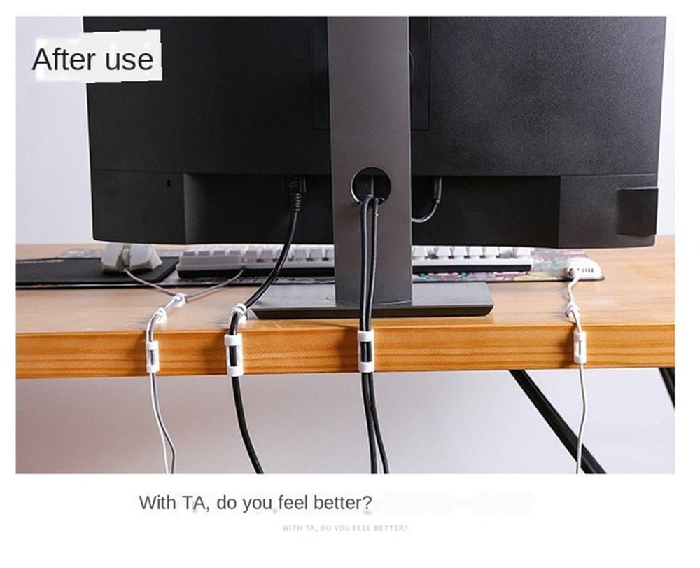 Cable Organizer Clips Management Desktop & amp; Workstation ABS Wire Manager Cord Holder USB Charging Data