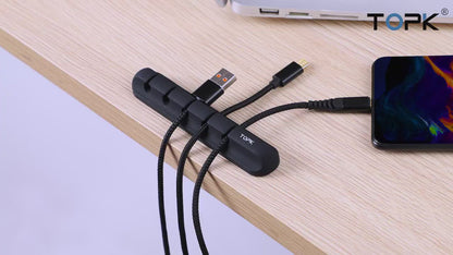 TOPK L16 Cable Organizer Silicone USB Cable Winder Desktop