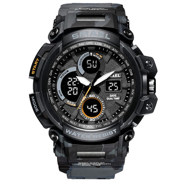 SMAEL Men Sports Watches Dual Display Analog Digital LED Electronic Quartz Watch