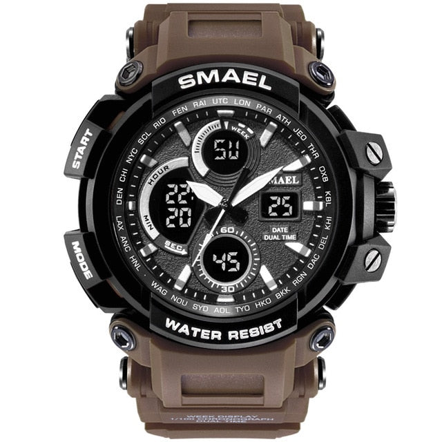 SMAEL Men Sports Watches Dual Display Analog Digital LED Electronic Quartz Watch