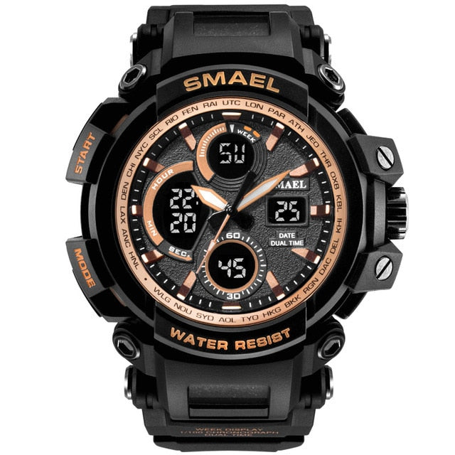 SMAEL Men Sports Watches Dual Display Analog Digital LED Electronic Quartz Watch