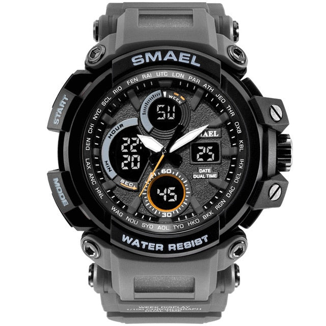 SMAEL Men Sports Watches Dual Display Analog Digital LED Electronic Quartz Watch