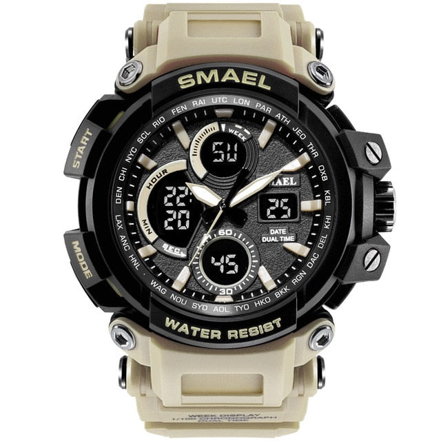 SMAEL Men Sports Watches Dual Display Analog Digital LED Electronic Quartz Watch