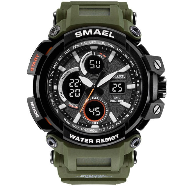 SMAEL Men Sports Watches Dual Display Analog Digital LED Electronic Quartz Watch