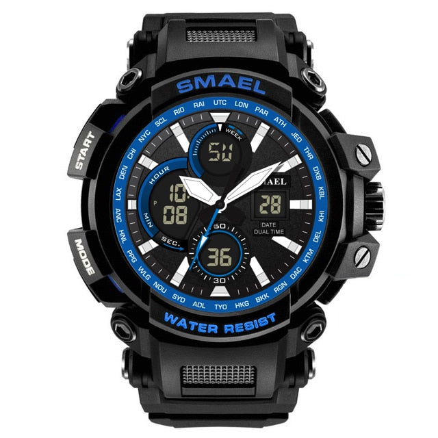 SMAEL Men Sports Watches Dual Display Analog Digital LED Electronic Quartz Watch