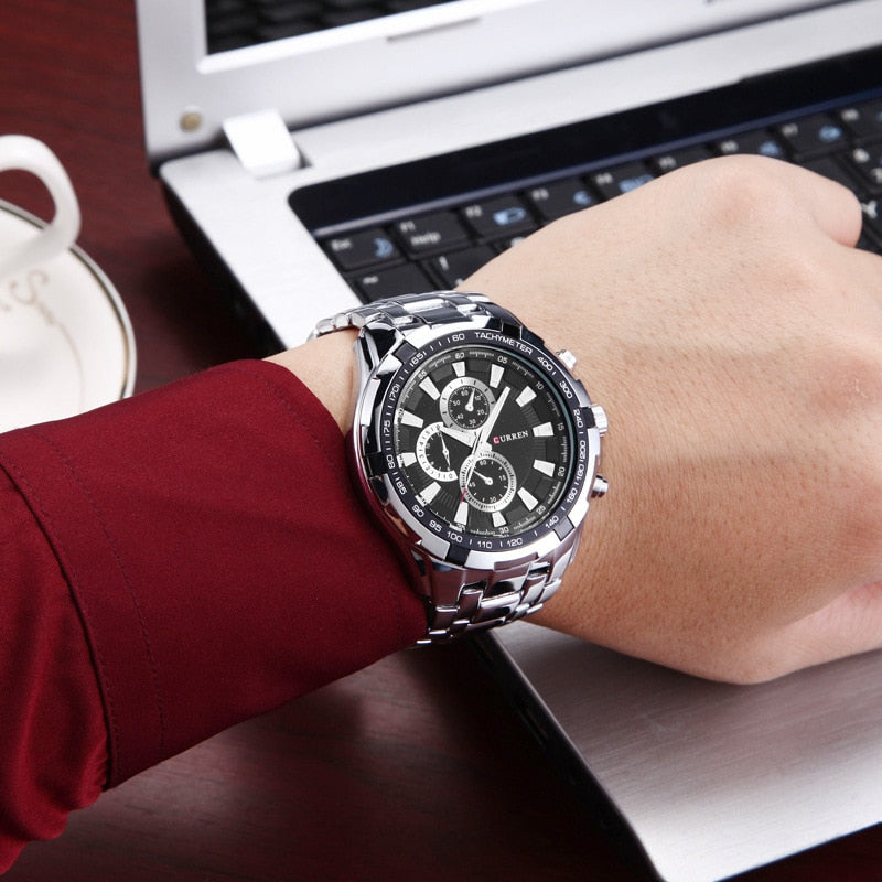 CURREN 8023 Quartz Watch Men Waterproof Sport Mens Business Stainless Steel Wristwatch