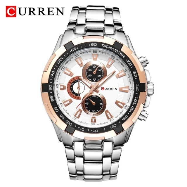CURREN 8023 Quartz Watch Men Waterproof Sport Mens Business Stainless Steel Wristwatch