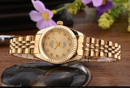 CHENXI Brand Top Luxury Ladies Gold Watch Women Golden Dress Rhinestone Quartz Waterproof