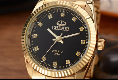 CHENXI Brand Top Luxury Ladies Gold Watch Women Golden Dress Rhinestone Quartz Waterproof