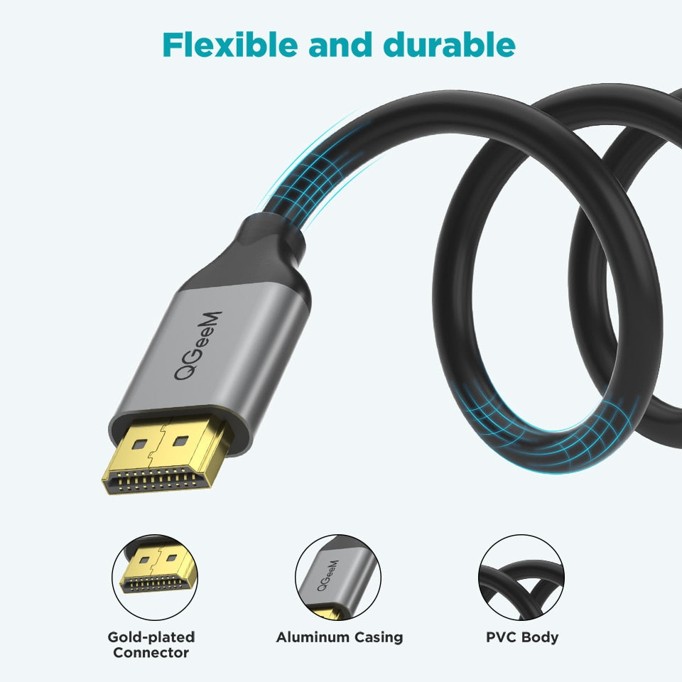 QGeeM 8K Cable HDMI 2.1 Wire for Xiaomi Xbox Series X PS5 PS4 Chromebook Laptops 120Hz HDMI Splitter Digital Cable Cord 4K