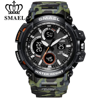 SMAEL Men Sports Watches Dual Display Analog Digital LED Electronic Quartz Watch