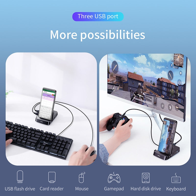 Docking Station Type C To HDMI-compatible Dock Power For Samsung S20 S10 USB C Adapter For Huawei