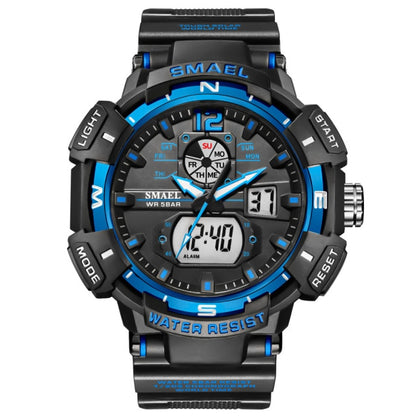 SMAEL Top Luxury Brand Men's Watch Outdoor Sports Waterproof  Watches Dual Display Quartz Rubber Digital Clock Relogio Masculino