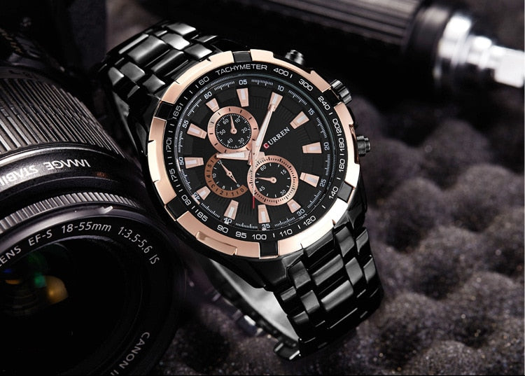 CURREN 8023 Quartz Watch Men Waterproof Sport Mens Business Stainless Steel Wristwatch
