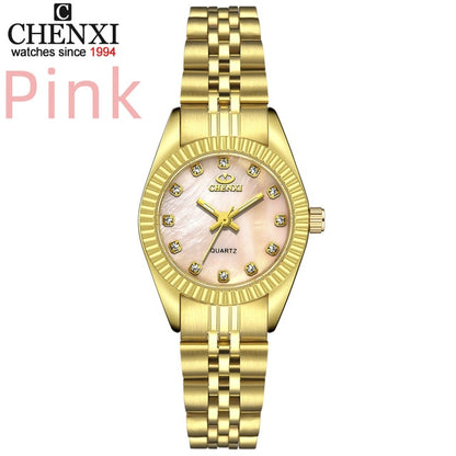 CHENXI Brand Top Luxury Ladies Gold Watch Women Golden Dress Rhinestone Quartz Waterproof