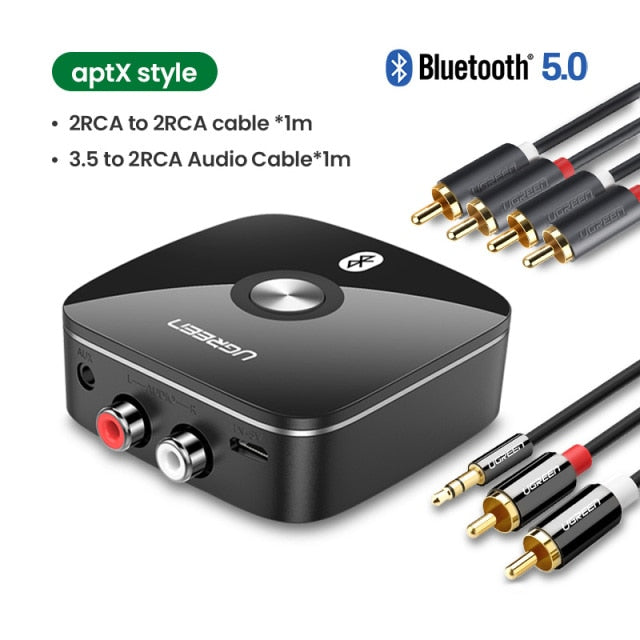 UGREEN Bluetooth RCA Receiver 5.0 aptX LL 3.5mm Jack Aux Wireless Adapter Music for TV Car RCA Bluetooth 5.0 Audio Receiver