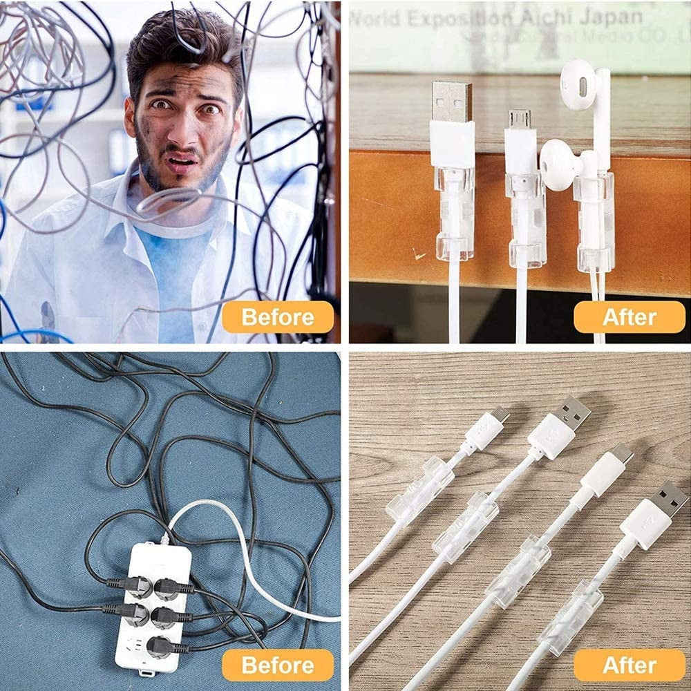 Cable Organizer Clips Management Desktop & amp; Workstation ABS Wire Manager Cord Holder USB Charging Data