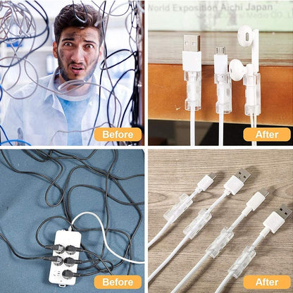 Cable Organizer Clips Management Desktop & amp; Workstation ABS Wire Manager Cord Holder USB Charging Data