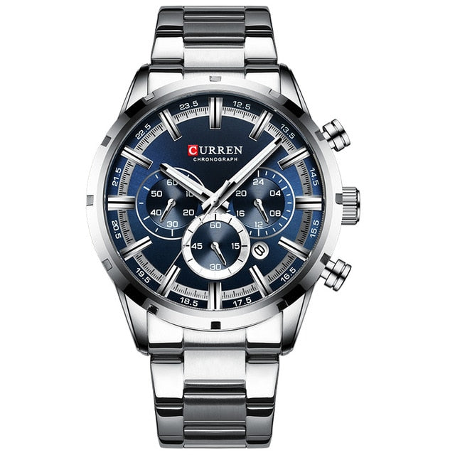 CURREN Men Watch Top Brand Luxury Sports Quartz Full Steel Waterproof Chronograph Wristwatch Men Relogio Masculino
