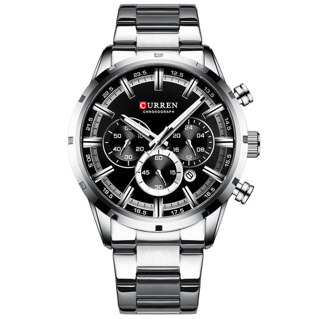 CURREN Men Watch Top Brand Luxury Sports Quartz Full Steel Waterproof Chronograph Wristwatch Men Relogio Masculino