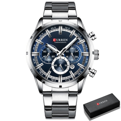 CURREN Men Watch Top Brand Luxury Sports Quartz Full Steel Waterproof Chronograph Wristwatch Men Relogio Masculino