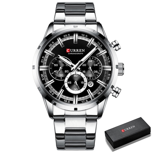 CURREN Men Watch Top Brand Luxury Sports Quartz Full Steel Waterproof Chronograph Wristwatch Men Relogio Masculino