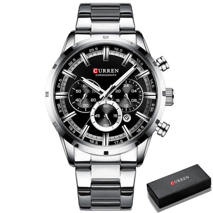 CURREN Men Watch Top Brand Luxury Sports Quartz Full Steel Waterproof Chronograph Wristwatch Men Relogio Masculino