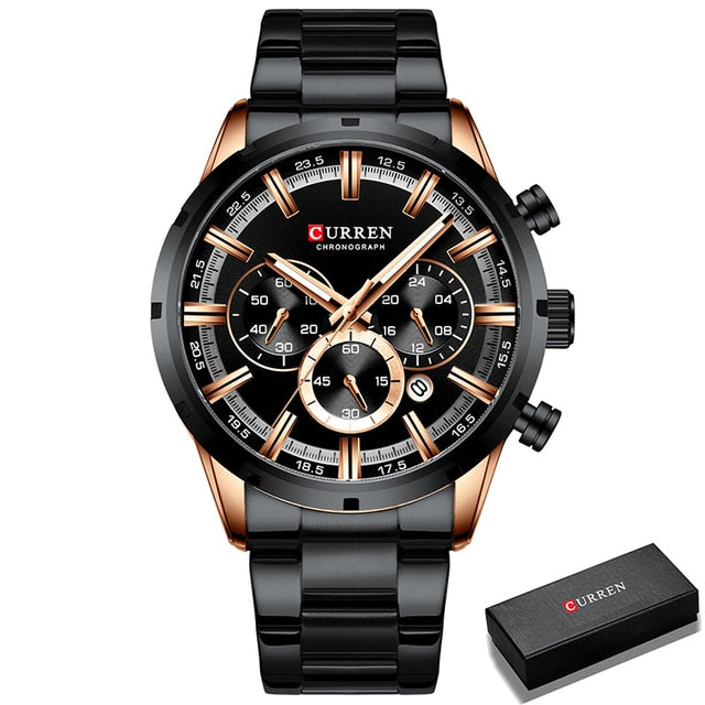 CURREN Men Watch Top Brand Luxury Sports Quartz Full Steel Waterproof Chronograph Wristwatch Men Relogio Masculino