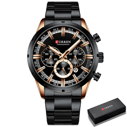 CURREN Men Watch Top Brand Luxury Sports Quartz Full Steel Waterproof Chronograph Wristwatch Men Relogio Masculino