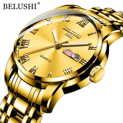 BELUSHI Top Brand Luxury Mens Watches Luminous Waterproof Stainless Quartz Business Wristwatch