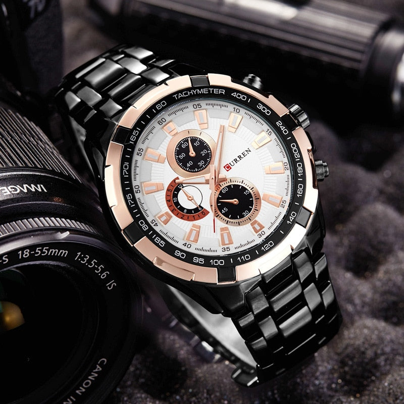 CURREN 8023 Quartz Watch Men Waterproof Sport Mens Business Stainless Steel Wristwatch