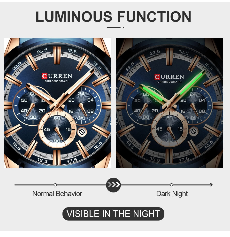 CURREN Men Watch Top Brand Luxury Sports Quartz Full Steel Waterproof Chronograph Wristwatch Men Relogio Masculino