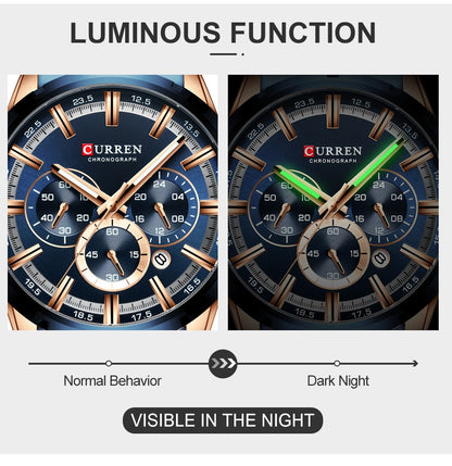 CURREN Men Watch Top Brand Luxury Sports Quartz Full Steel Waterproof Chronograph Wristwatch Men Relogio Masculino