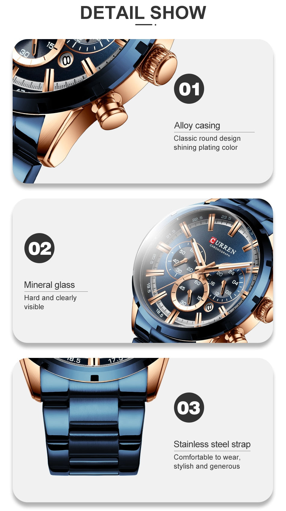 CURREN Men Watch Top Brand Luxury Sports Quartz Full Steel Waterproof Chronograph Wristwatch Men Relogio Masculino