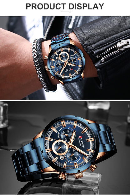 CURREN Men Watch Top Brand Luxury Sports Quartz Full Steel Waterproof Chronograph Wristwatch Men Relogio Masculino