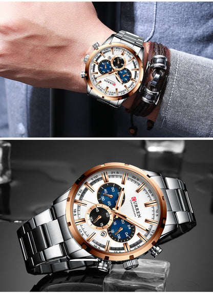 CURREN Men Watch Top Brand Luxury Sports Quartz Full Steel Waterproof Chronograph Wristwatch Men Relogio Masculino