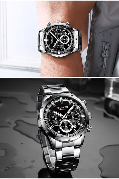 CURREN Men Watch Top Brand Luxury Sports Quartz Full Steel Waterproof Chronograph Wristwatch Men Relogio Masculino