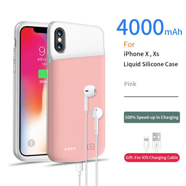 PINZHENG Battery Charger Case For iPhone 7 8 6 6S / X XS 12 11 Pro Max Portable Power Bank Charger