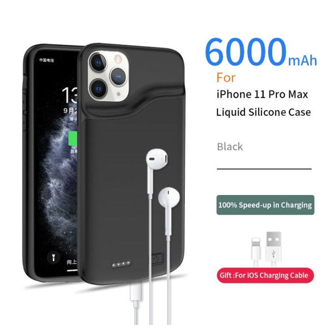 PINZHENG Battery Charger Case For iPhone 7 8 6 6S / X XS 12 11 Pro Max Portable Power Bank Charger