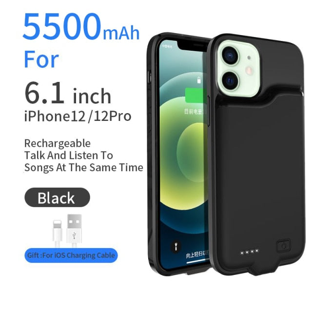 PINZHENG Battery Charger Case For iPhone 7 8 6 6S / X XS 12 11 Pro Max Portable Power Bank Charger
