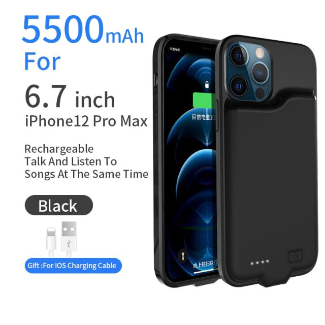 PINZHENG Battery Charger Case For iPhone 7 8 6 6S / X XS 12 11 Pro Max Portable Power Bank Charger