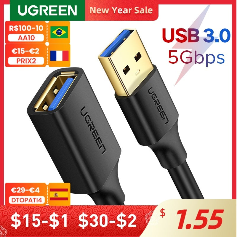 UGREEN USB Extension Cable USB 3.0 Cable for Smart Laptop PC TV Xbox One SSD USB 3.0