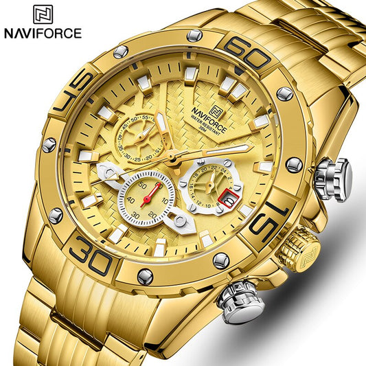 NAVIFORCE Men's Watches Top Luxury Brand Gold Business Quartz