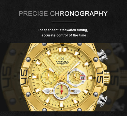 NAVIFORCE Men's Watches Top Luxury Brand Gold Business Quartz