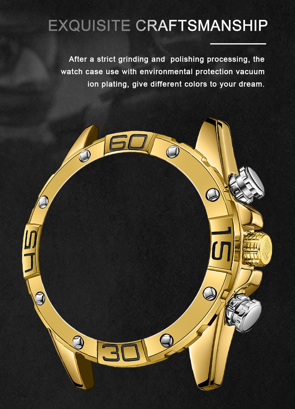 NAVIFORCE Men's Watches Top Luxury Brand Gold Business Quartz