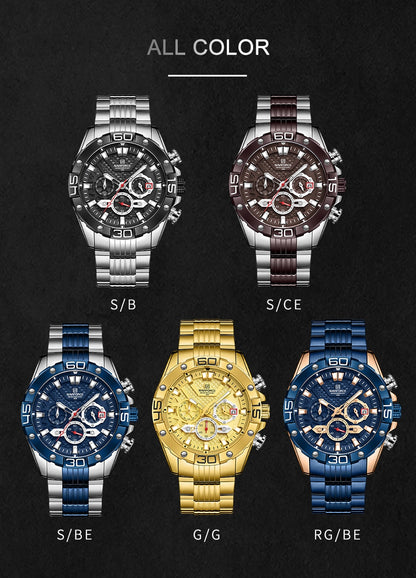 NAVIFORCE Men's Watches Top Luxury Brand Gold Business Quartz