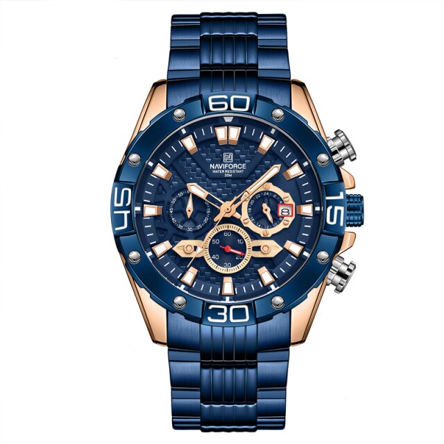 NAVIFORCE Men's Watches Top Luxury Brand Gold Business Quartz